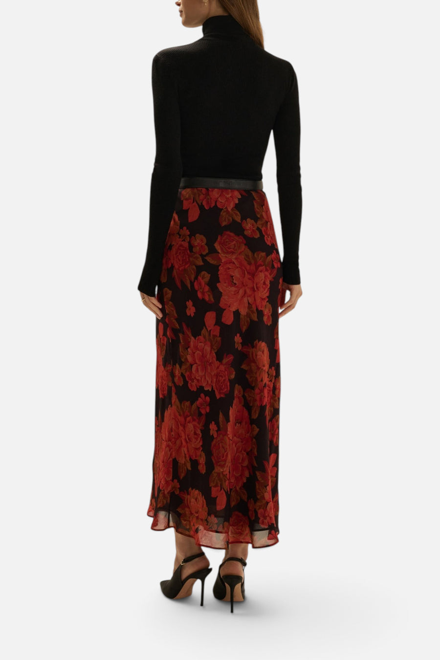 Favorite Daughter Women's The Favorite Skirt in Wine Floral – back view