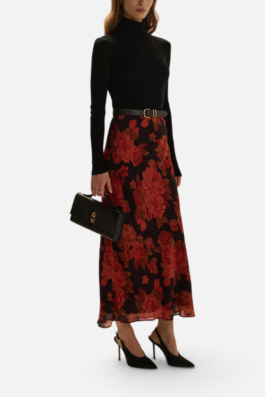 Favorite Daughter Women's The Favorite Skirt in Wine Floral – on model