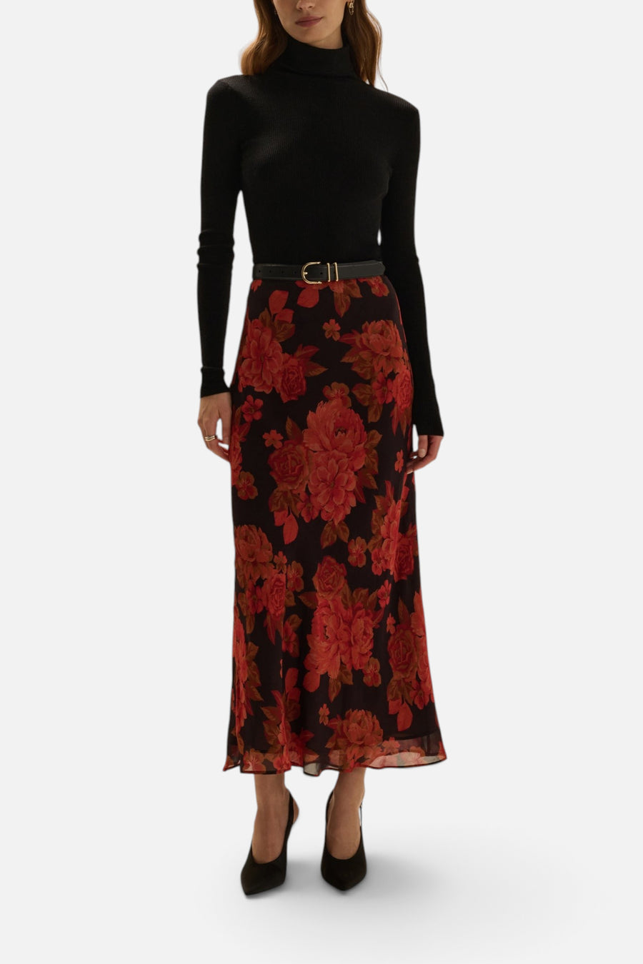 Favorite Daughter Women's The Favorite Skirt in Wine Floral – on model