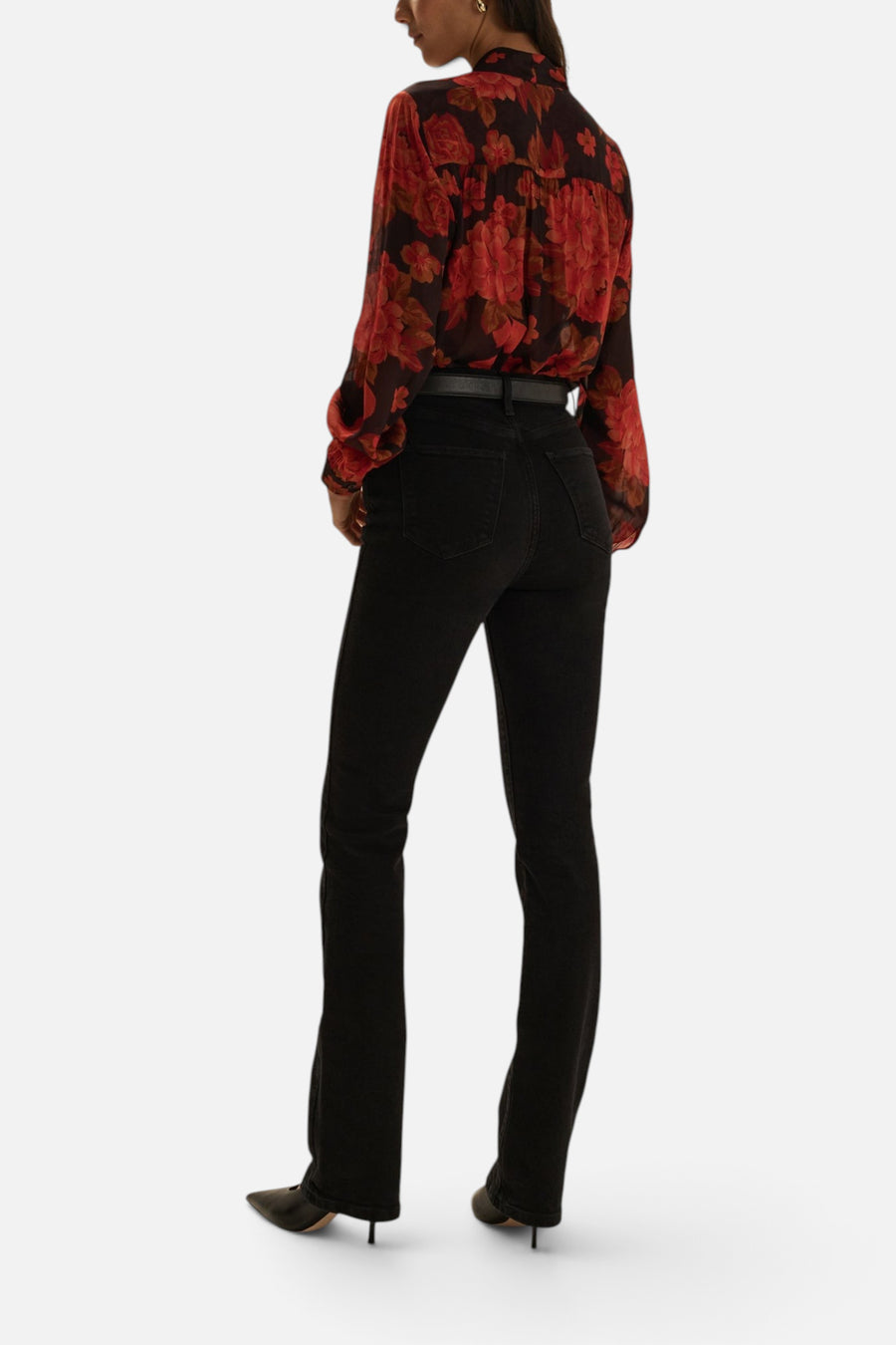 Favorite Daughter Women's The Simone Blouse in Wine Floral – back view
