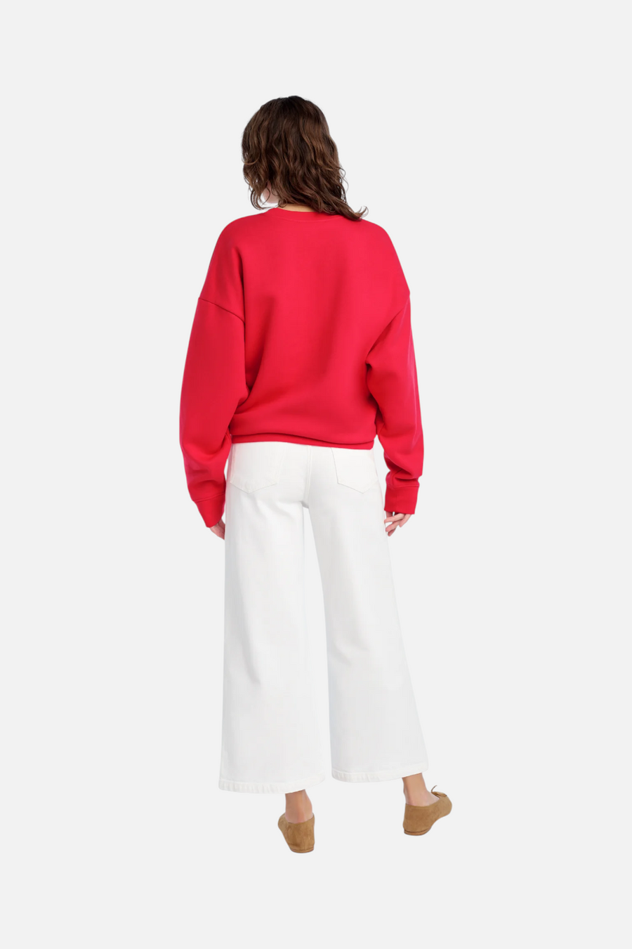 Favorite Daughter Women's The Varsity Sweatshirt in Rouge Red – back view