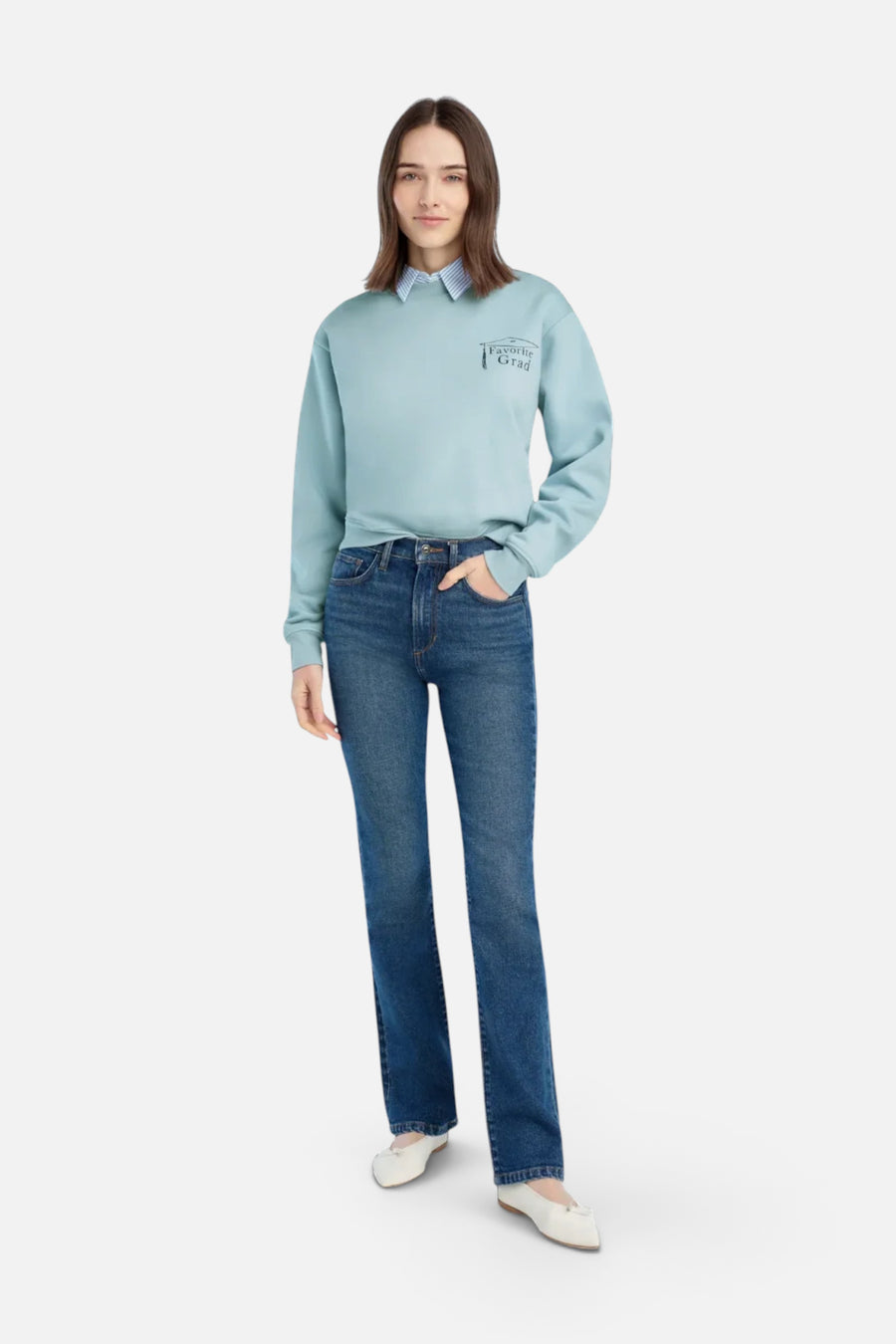 Favorite Grad Classic Sweatshirt in Sea Blue Navy – side view