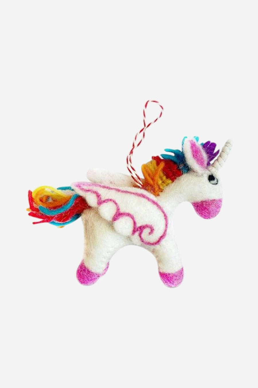 Felt Wool Unicorn Ornament – three-quarter view