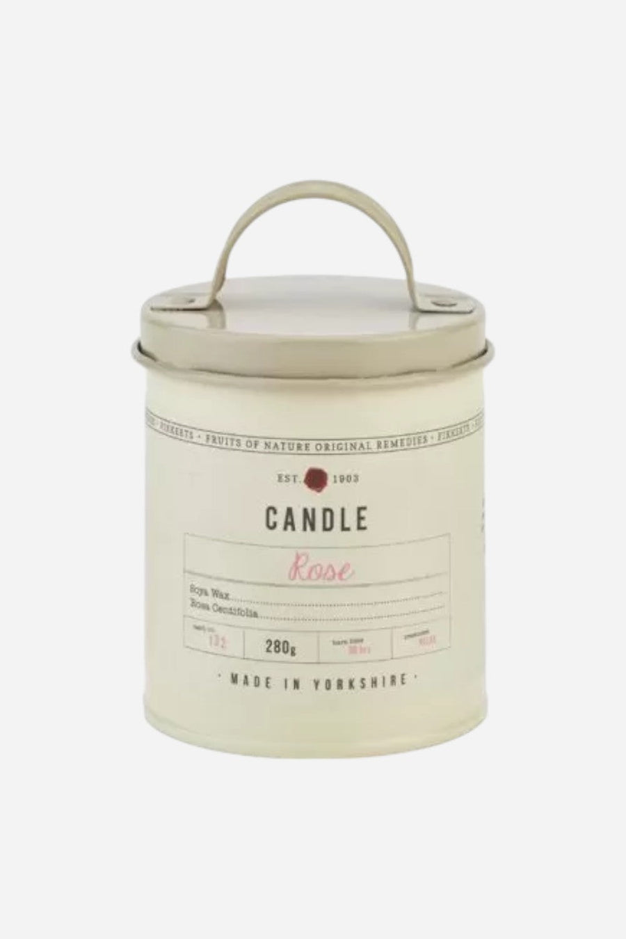 Fikkerts England Rose Large Candle Tin – back view