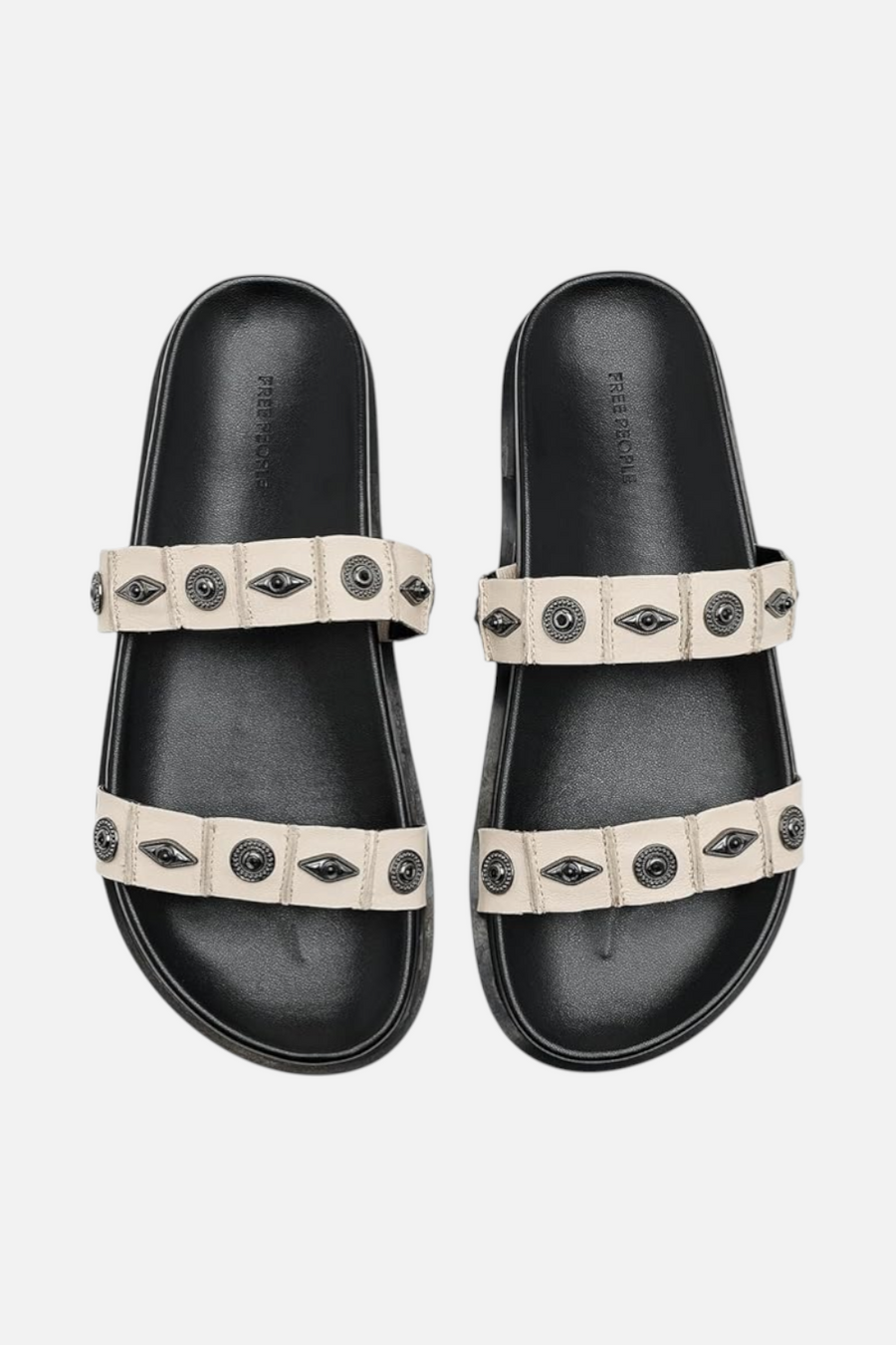 Free People Women's Findings Footbed Sandal in Bone Leather