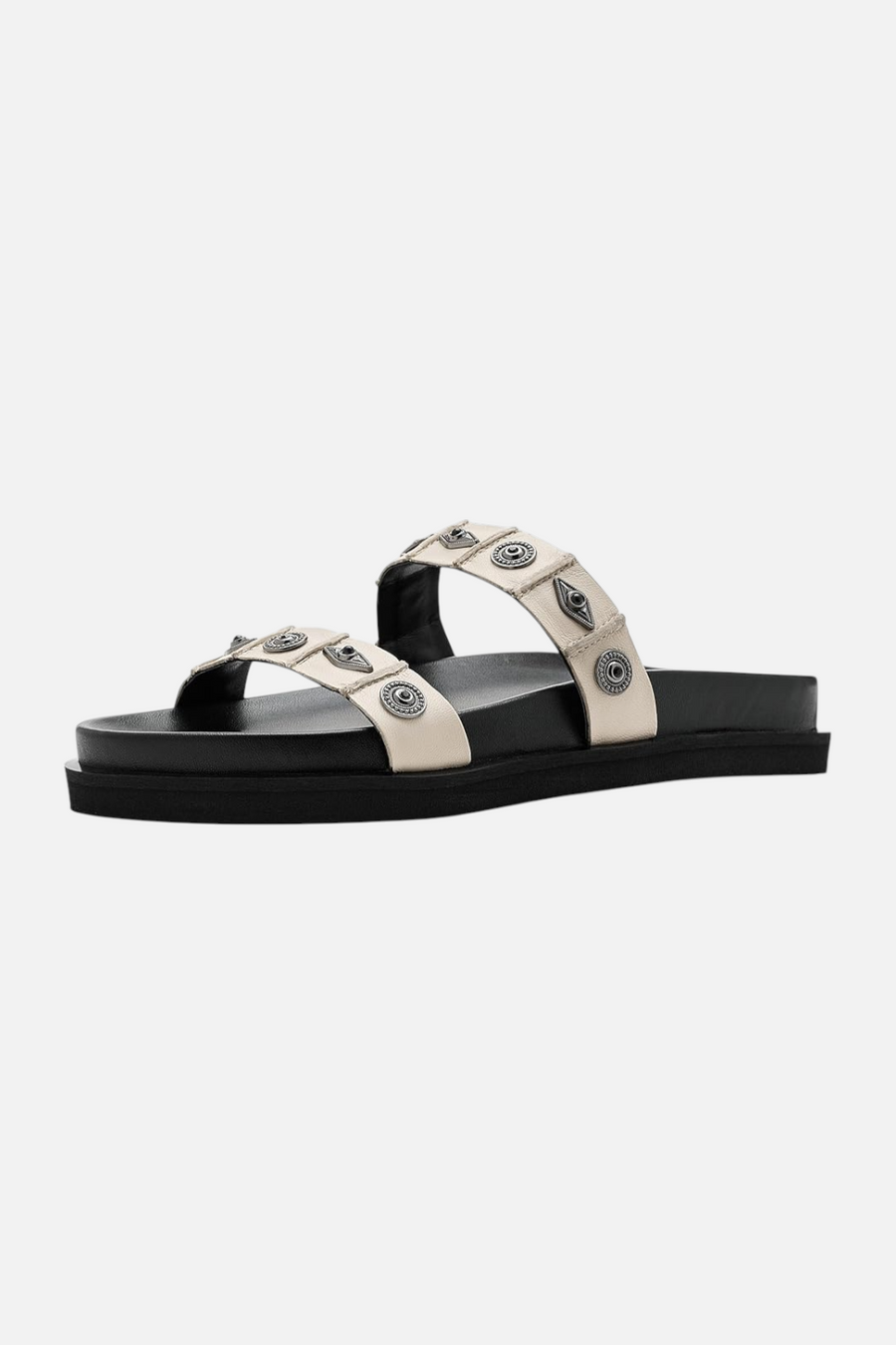 Free People Women's Findings Footbed Sandal in Bone Leather