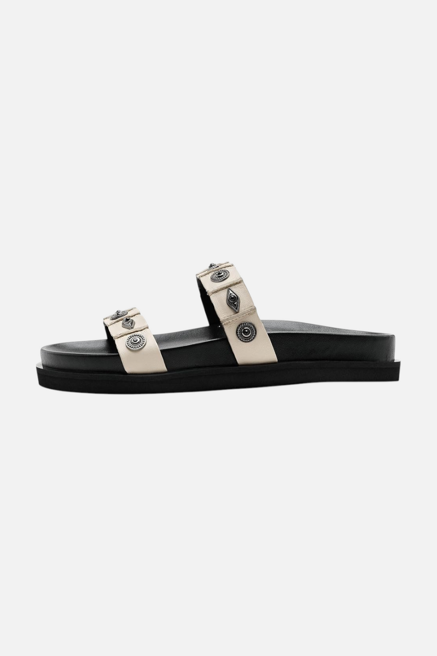Free People Women's Findings Footbed Sandal in Bone Leather