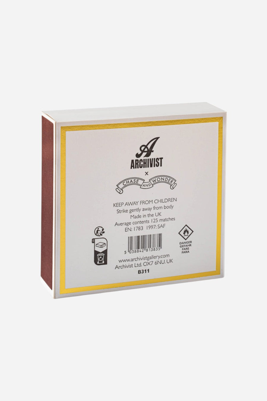 Fireside Square Christmas Safety Matches – side view