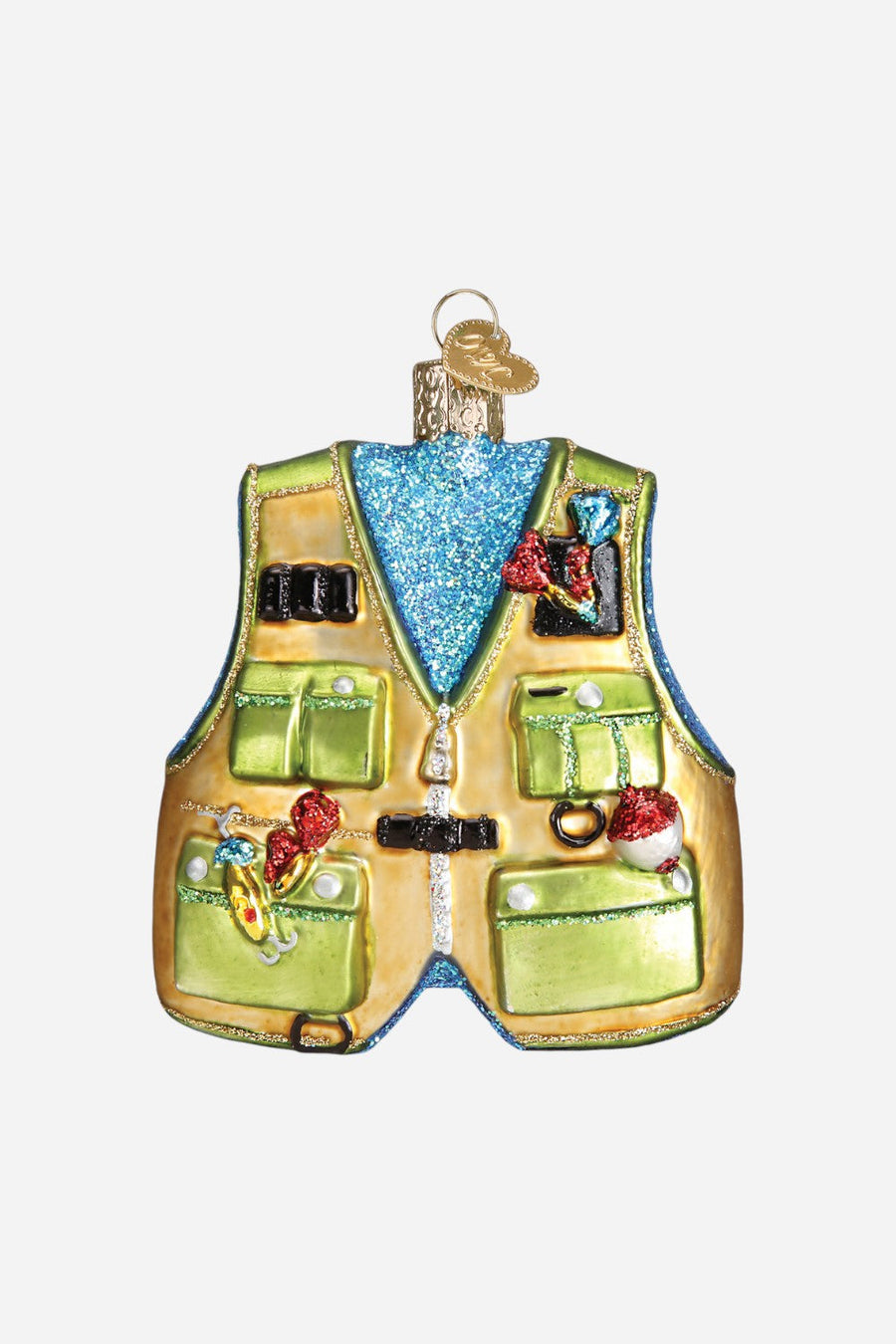 Fishing Vest Ornament – front view