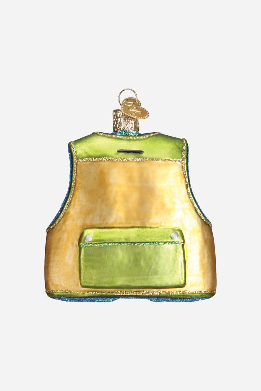 Fishing Vest Ornament – side view