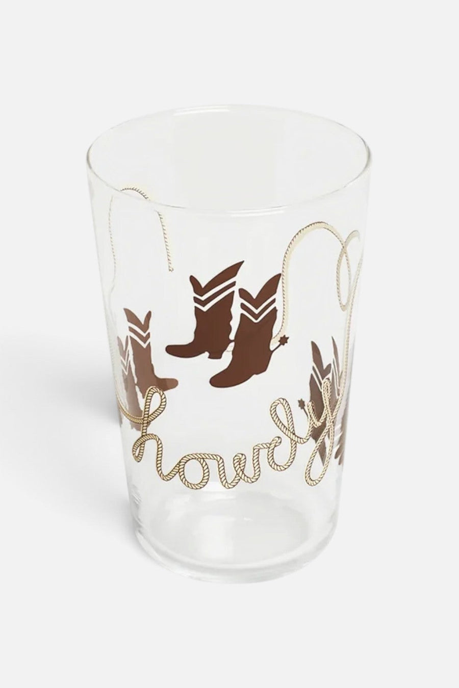 Fishs Eddy Cowboy Boots Glass Tumbler – side view