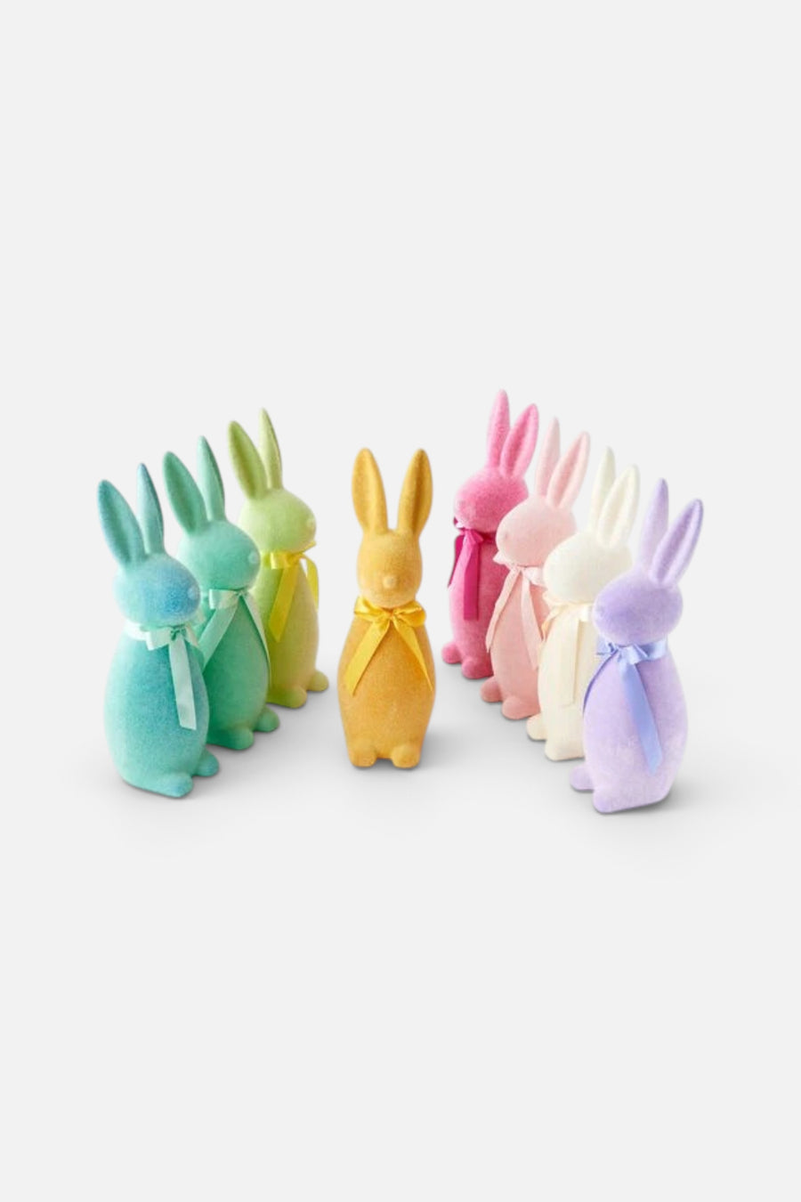 Flocked Pastel Bunny Medium in White – front view