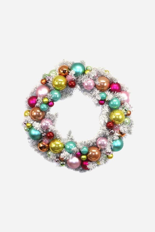 Flocked Wreath in Silver