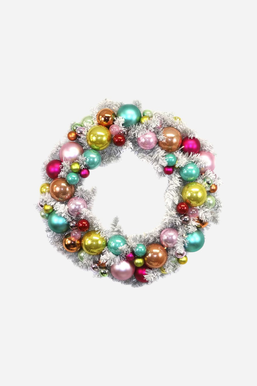 Flocked Wreath in Silver – front view