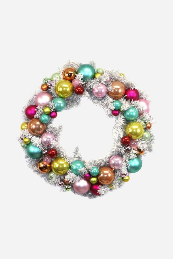 Flocked Wreath in Silver