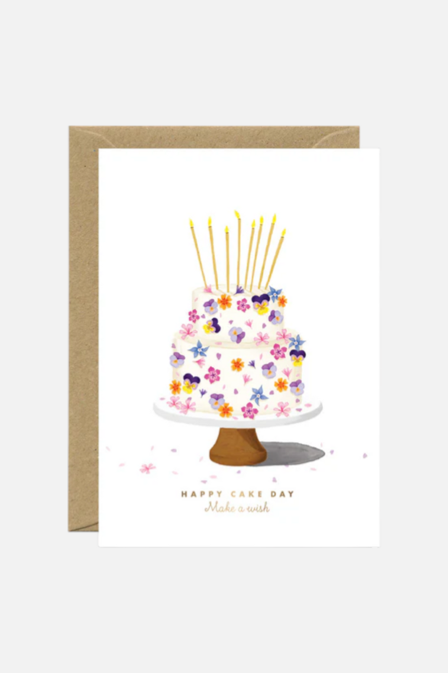 Flower Cake Happy Birthday Greeting Card