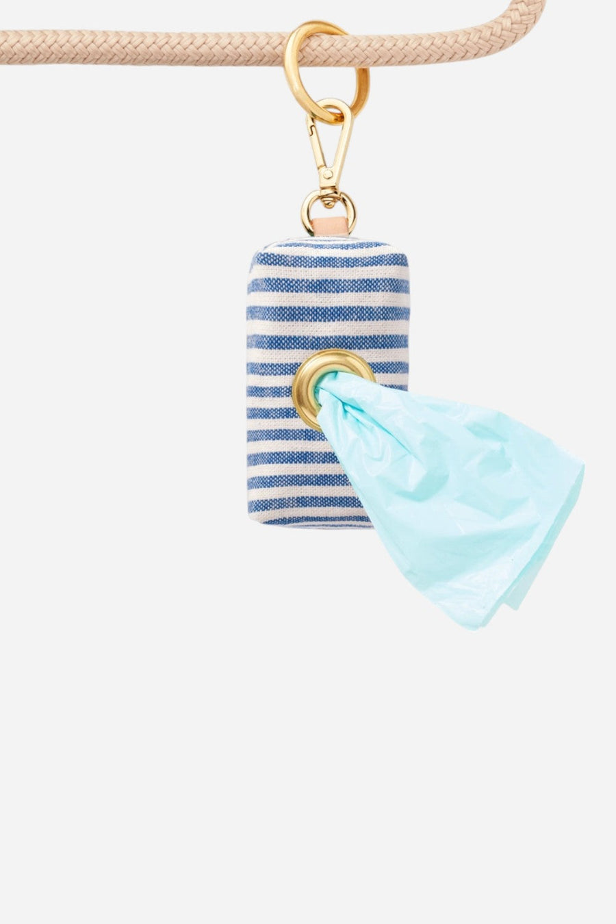 Foggy Dog Lake Blue Stripe Poop Bag Dispenser – side view