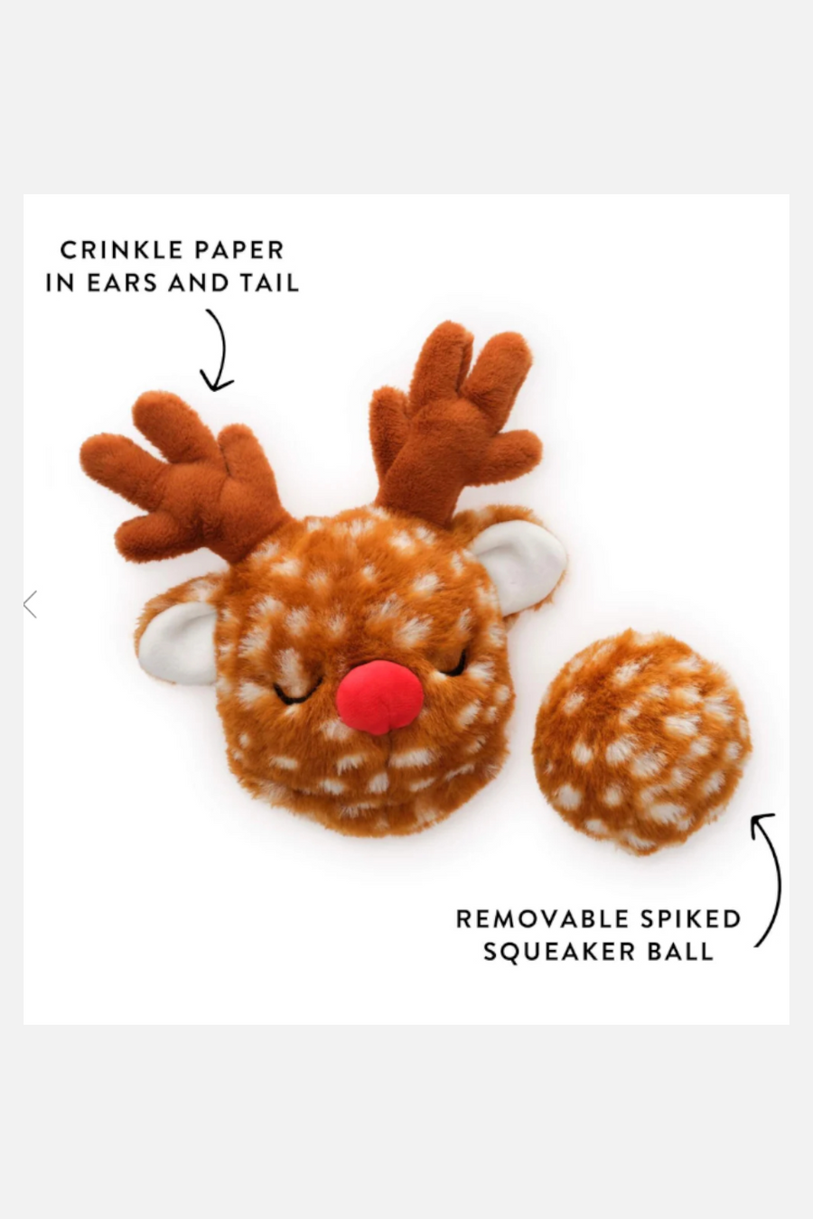 Foggy Dog Reindeer 2-in-1 Bounce Dog Toy – back view