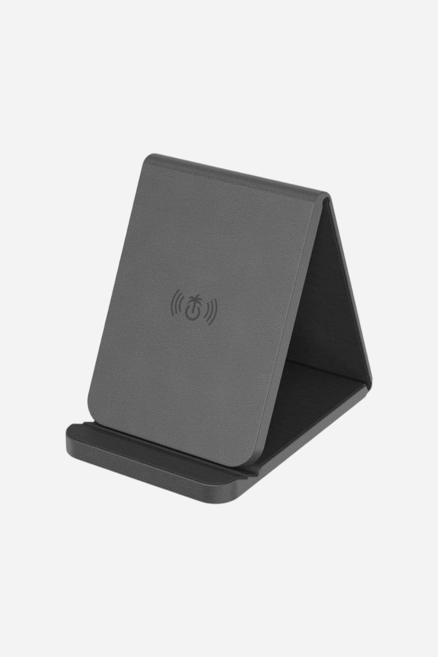 Folding Leather Charge Stand – side view