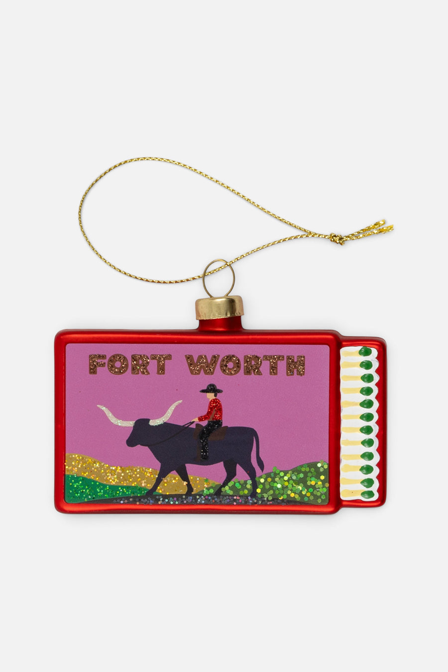 Fort Worth Matchbook Ornament – front view