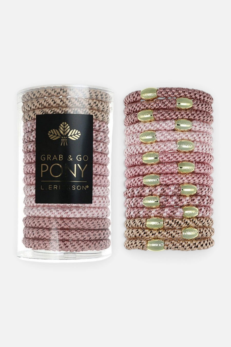 France Luxe Grab & Go Pony Tube, 15 Hair Ties in Foxglove – front view