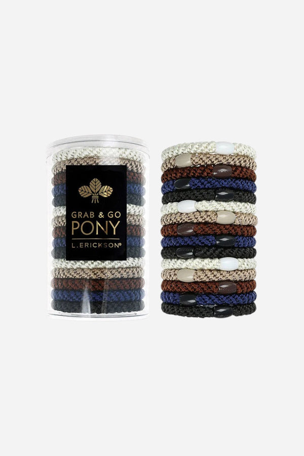 France Luxe Grab & Go Pony Tube, 15 Hair Ties in Neutral