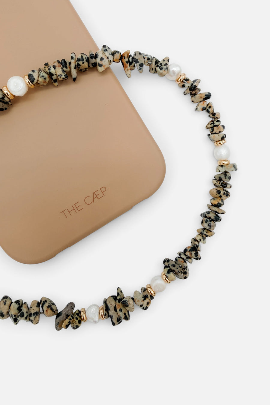 Freckle Beaded Phone Strap Wristlet with Gold Hardware – detail