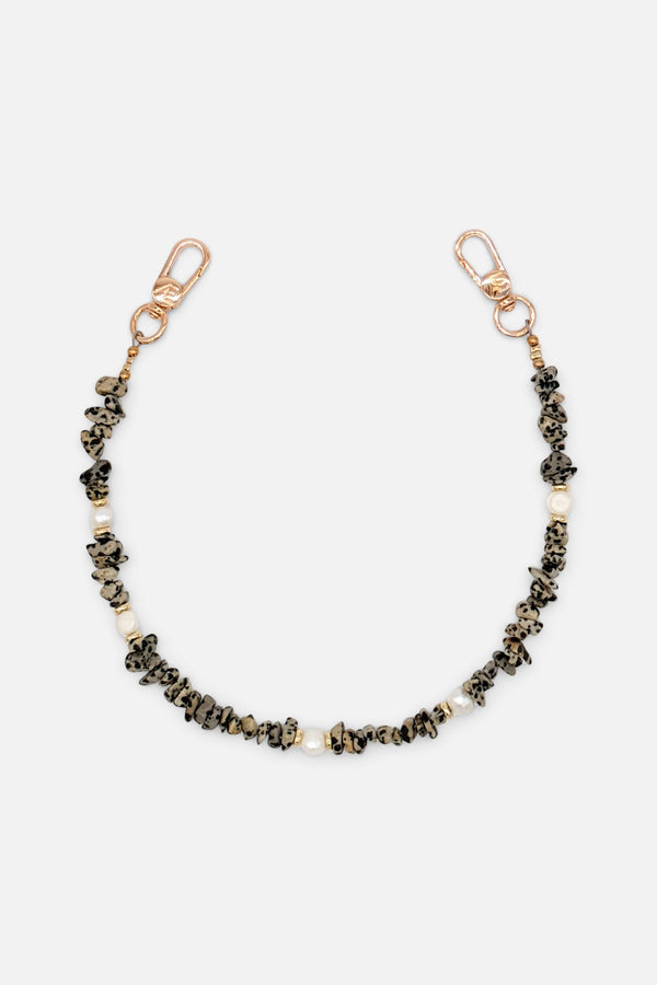 Freckle Beaded Phone Strap Wristlet with Gold Hardware