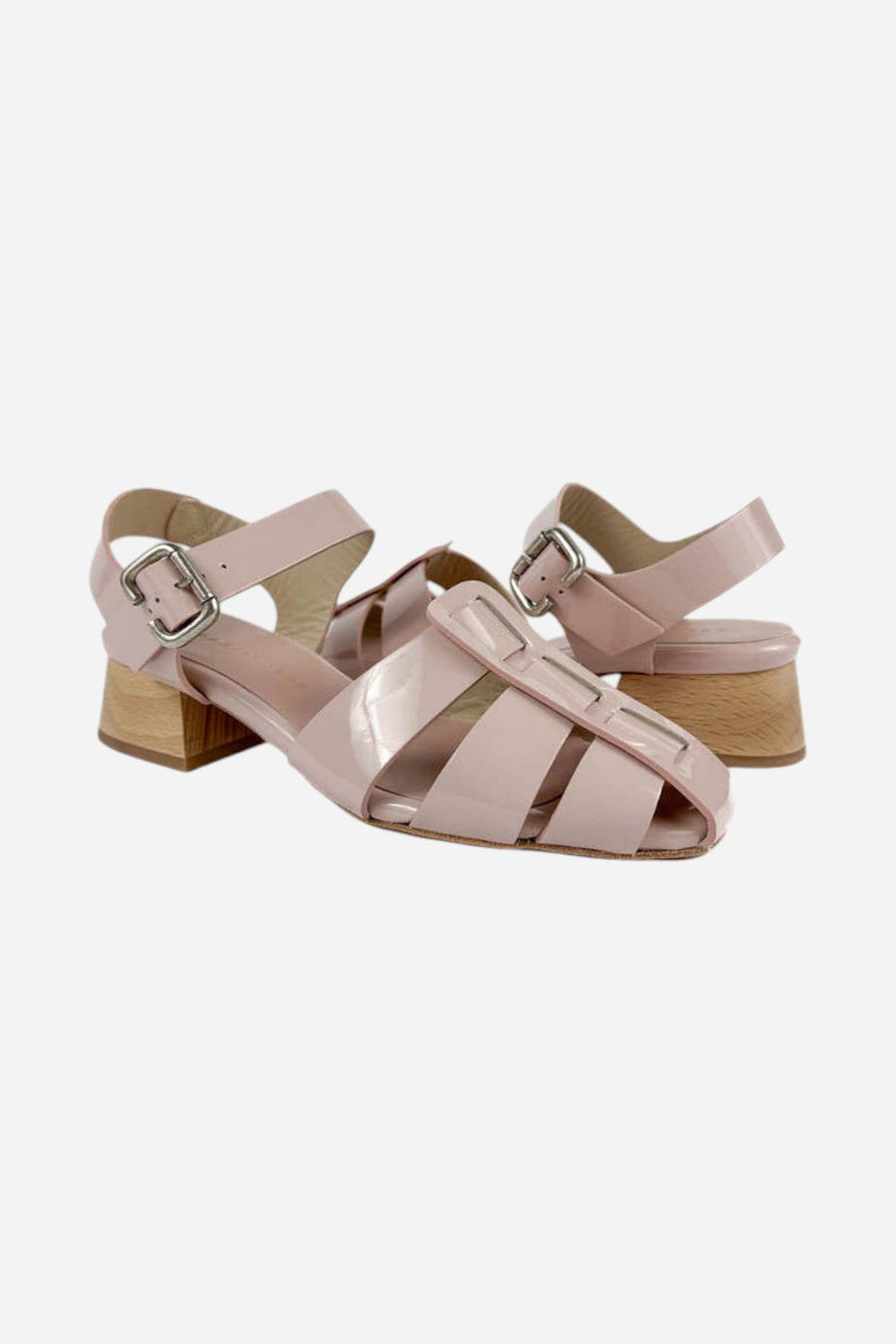 Freda Salvador Hattie Fisherman Mid-heel Sandals in Ballet Pink – side view