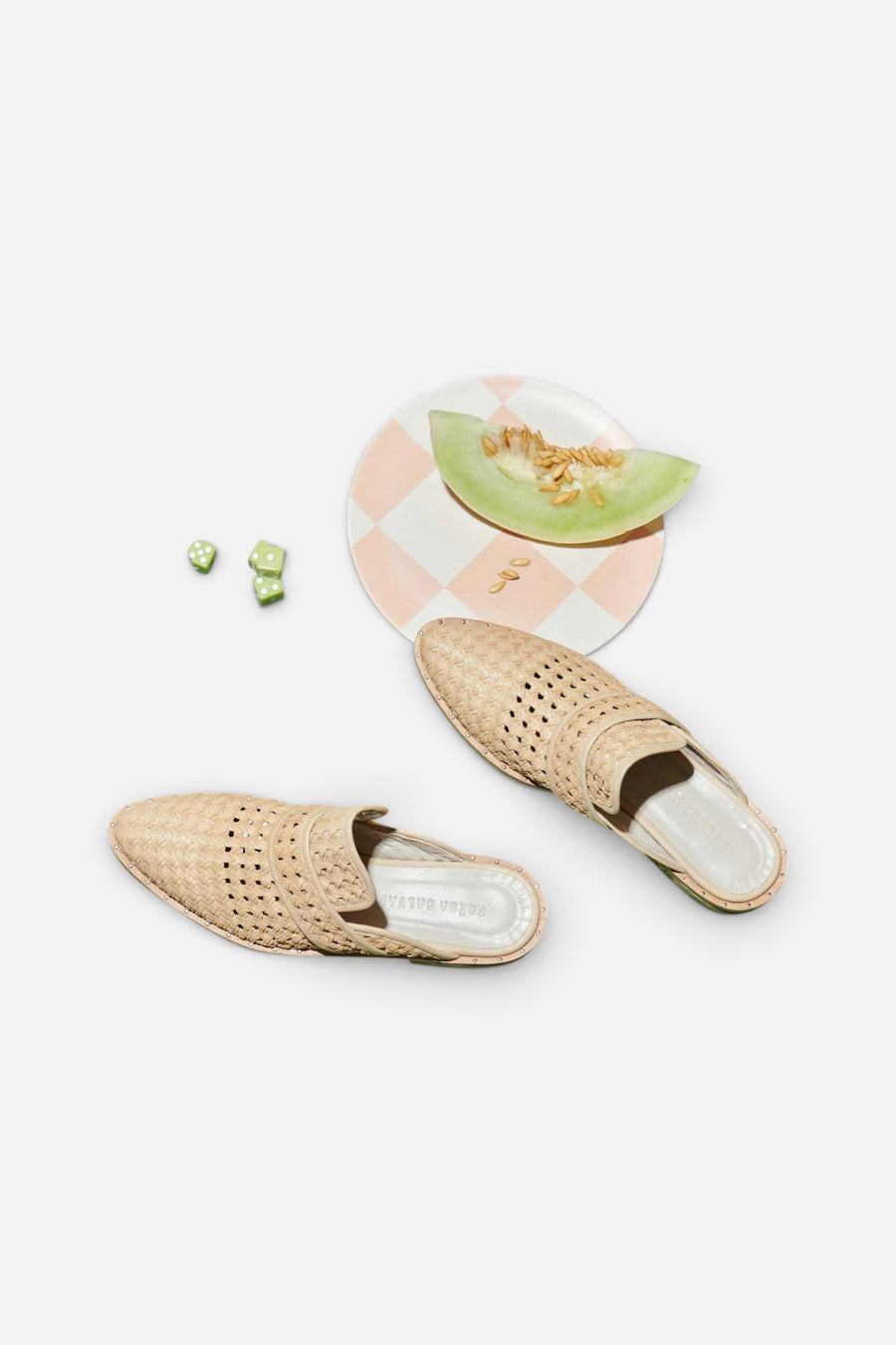 Freda Salvador Keen Mule in Nude Woven Calf – back view
