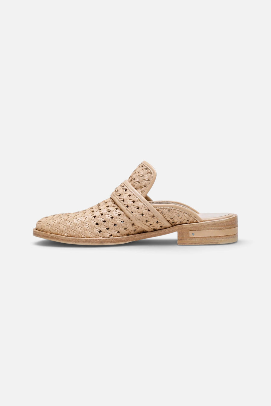 Freda Salvador Keen Mule in Nude Woven Calf – detail