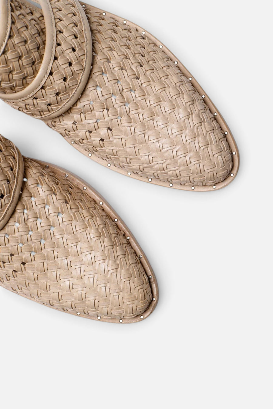 Freda Salvador Keen Mule in Nude Woven Calf – side view