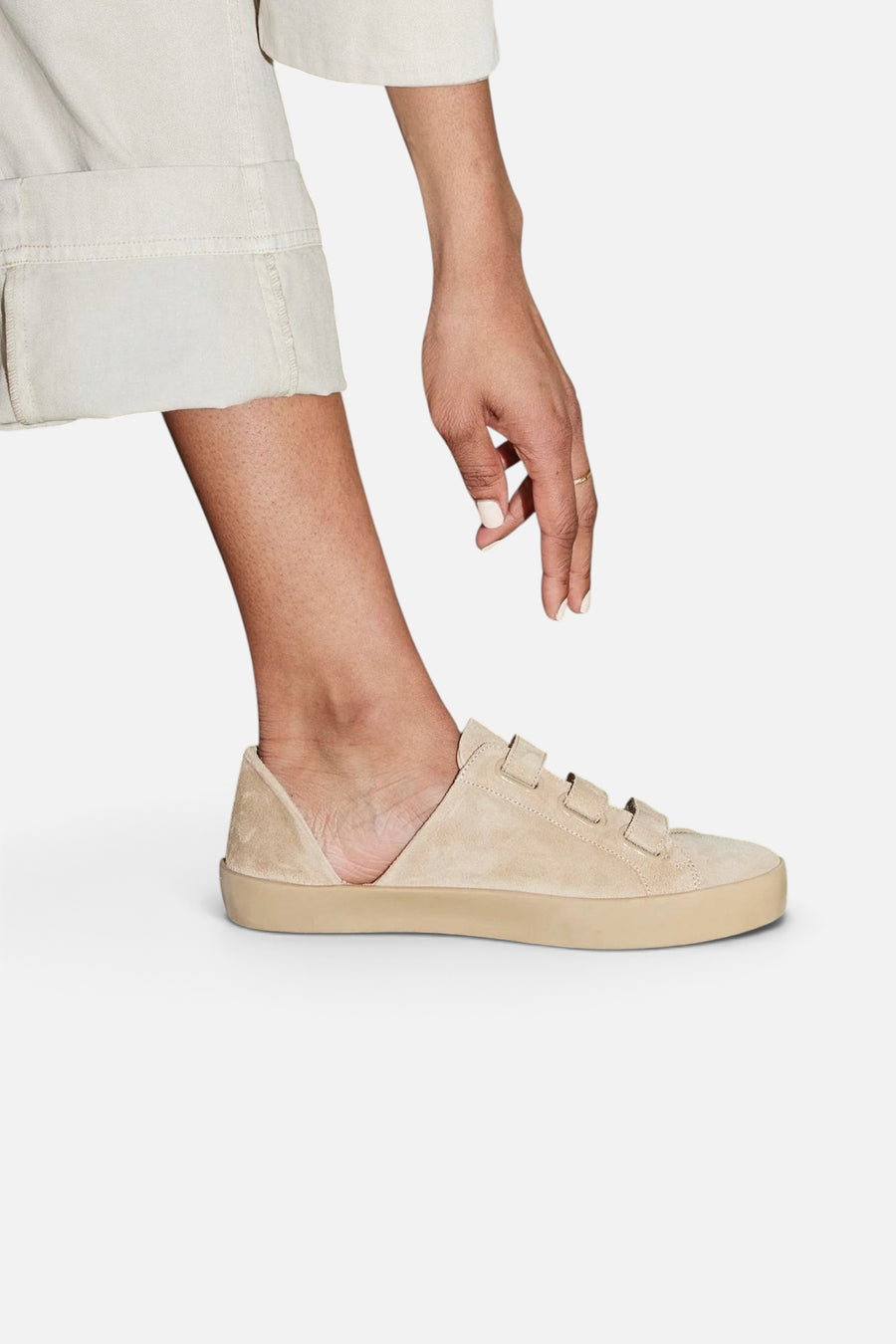 Freda Salvador Libby Strap D'orsay Sneakers in Stucco Suede – detail