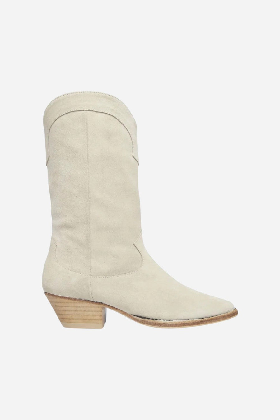 Freda Salvador Loretta Western Mid Boots in Bone Suede – front view