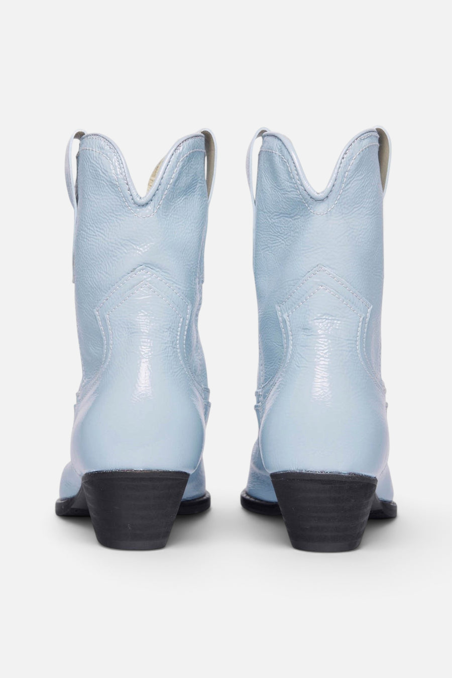 Freda Salvador Mazzy Western Ankle Boots in Sky Blue – back view