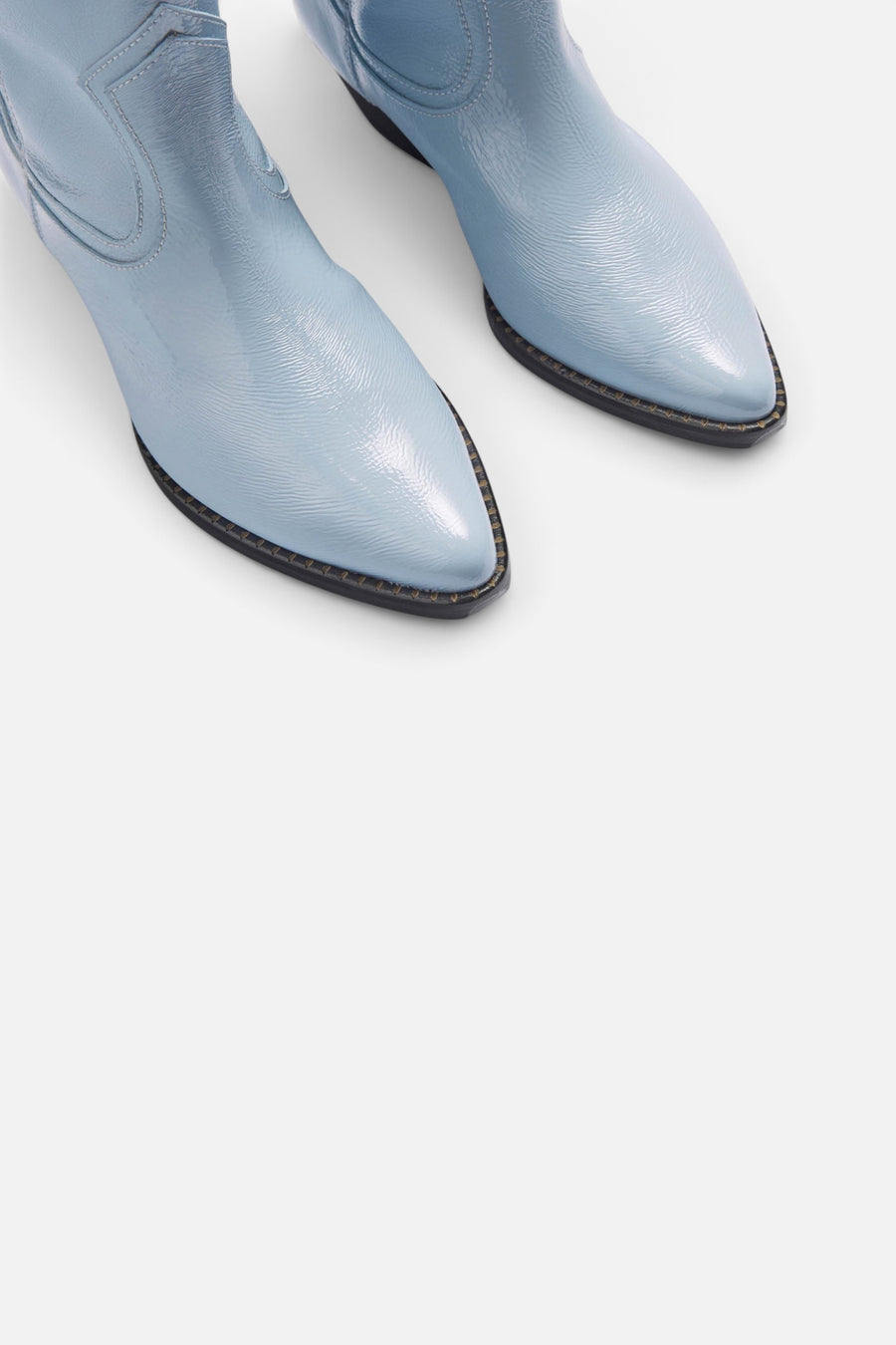 Freda Salvador Mazzy Western Ankle Boots in Sky Blue – side view