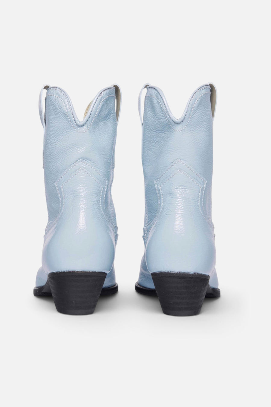 Freda Salvador Mazzy Western Ankle Boots in Sky Blue – back view