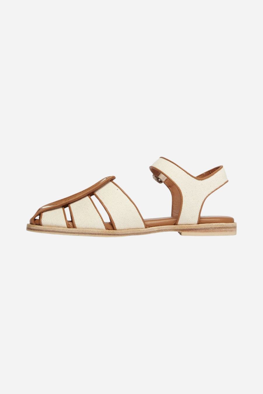 Freda Salvador Sera Fisherman Sandals in Ivory Canvas – detail
