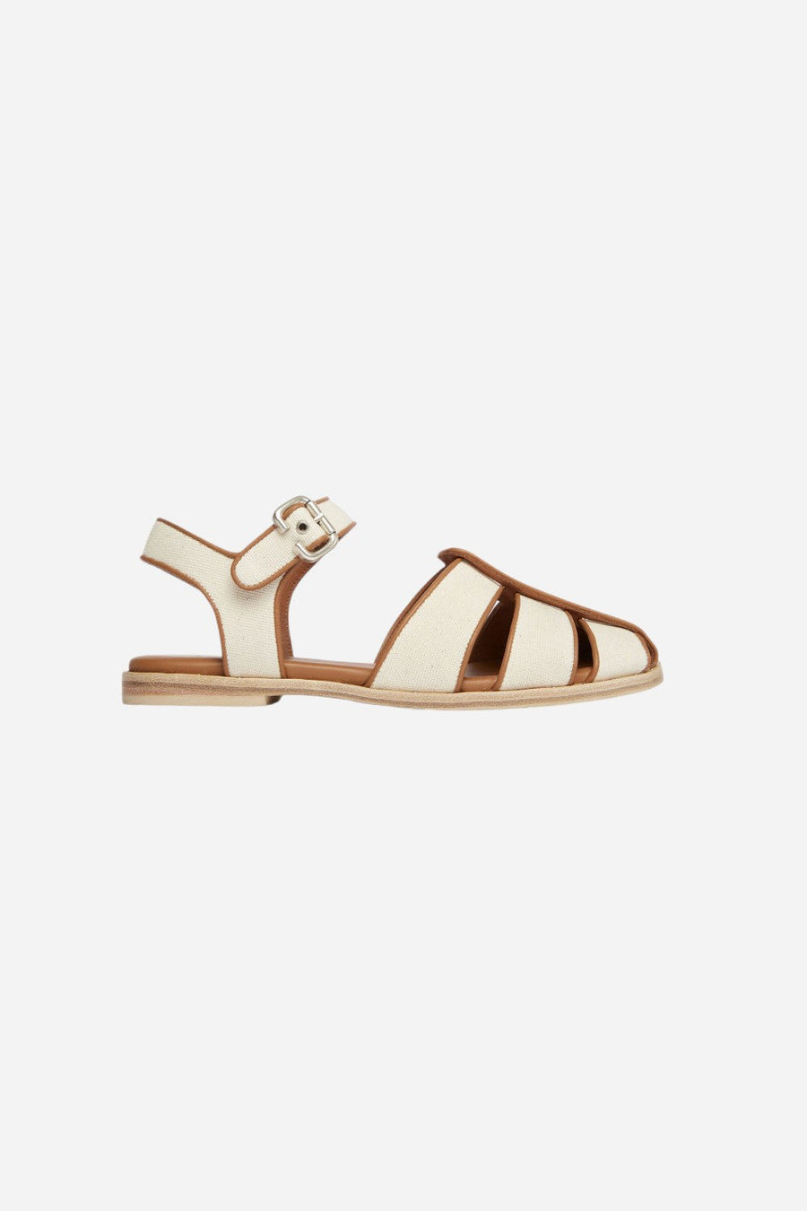 Freda Salvador Sera Fisherman Sandals in Ivory Canvas – front view