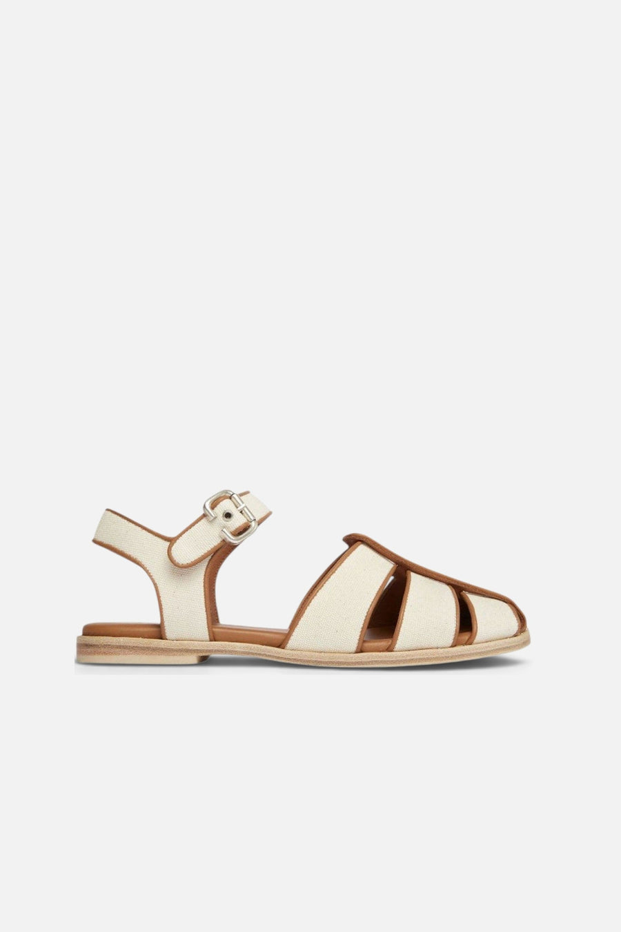 Freda Salvador Sera Fisherman Sandals in Ivory Canvas – side view
