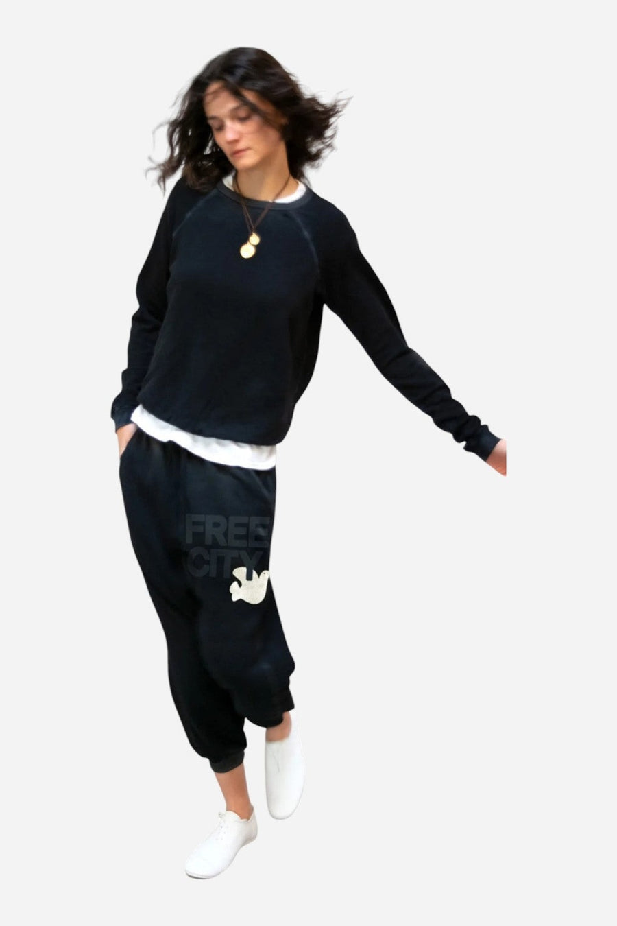 Free City Lucky Rabbits Sweatshirt in Superblack – side view