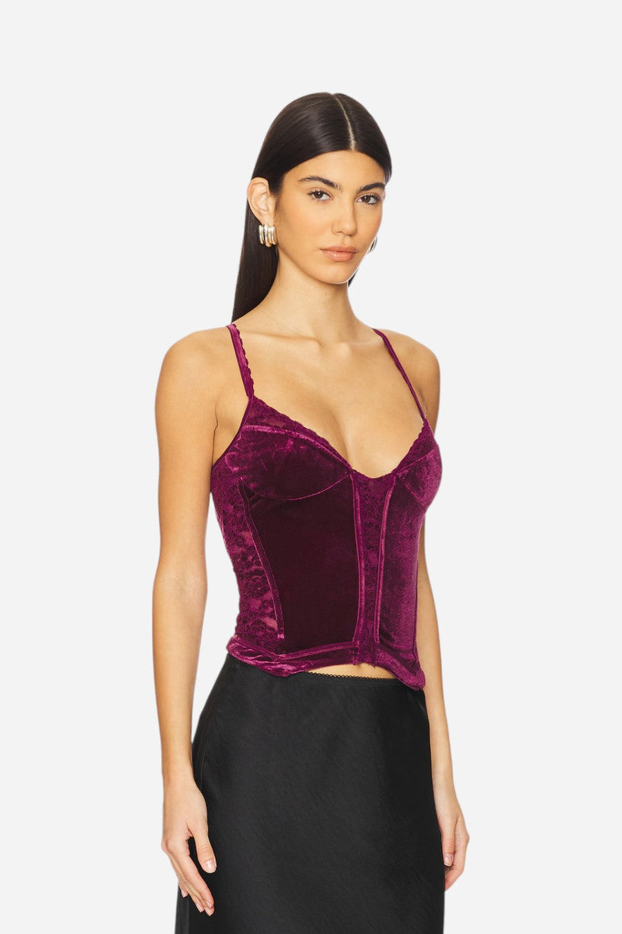 Free People About Last Night Corset in Wine – back view