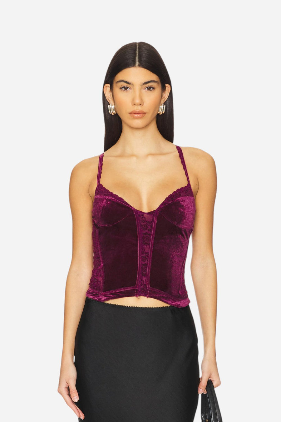 Free People About Last Night Corset in Wine – front view
