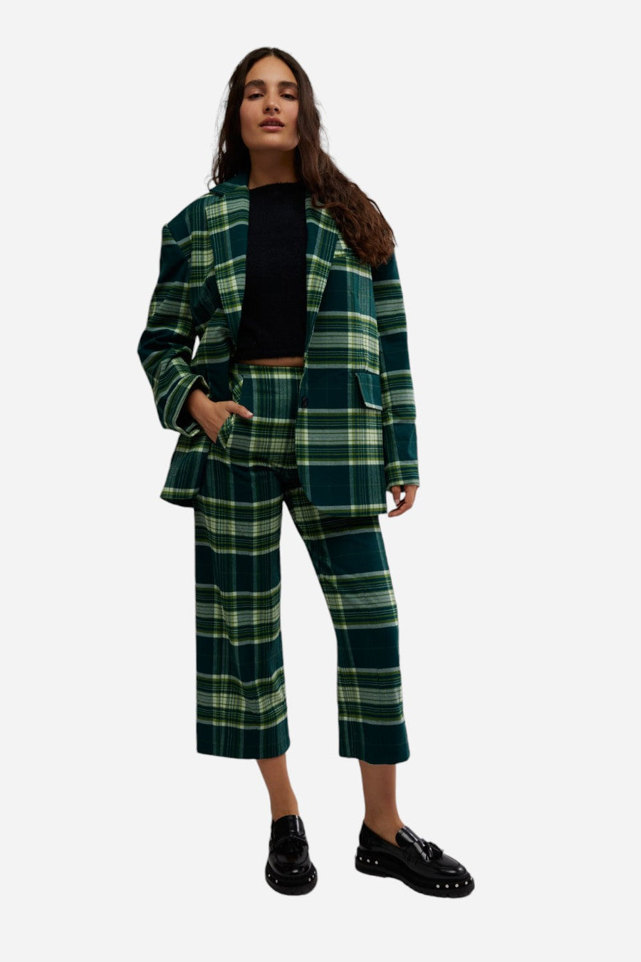 Free People Acadia Trouser in Green Combo – alternate