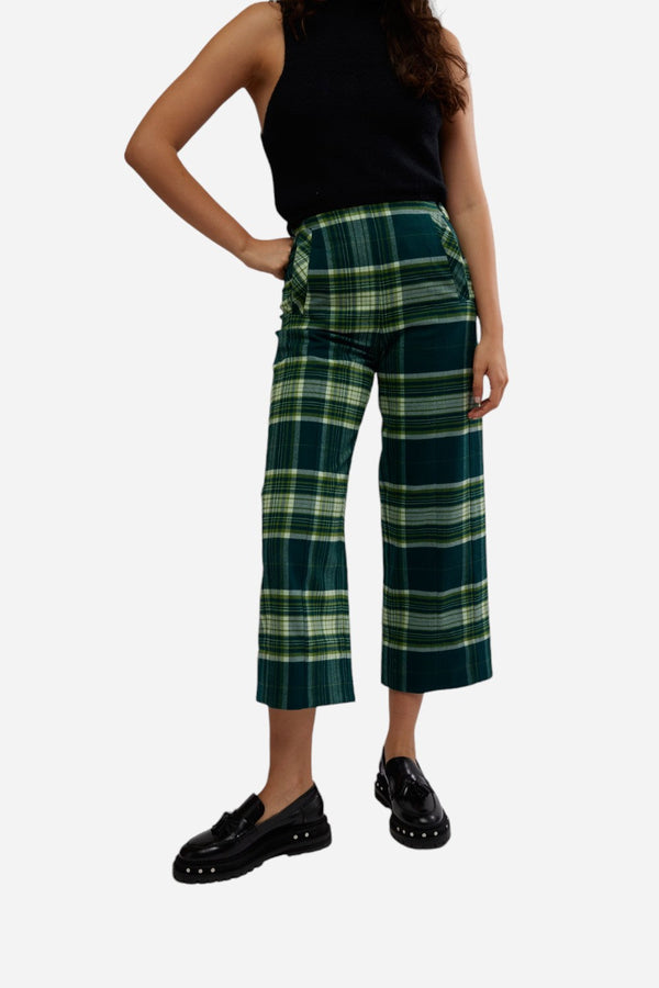 Free People Acadia Trouser in Green Combo