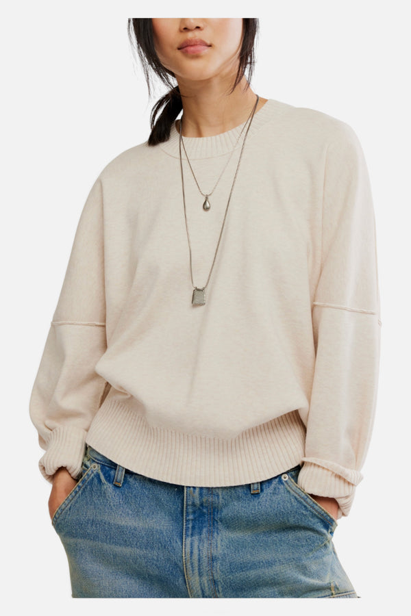 Free People Alma Pullover in Marshmallow Heather
