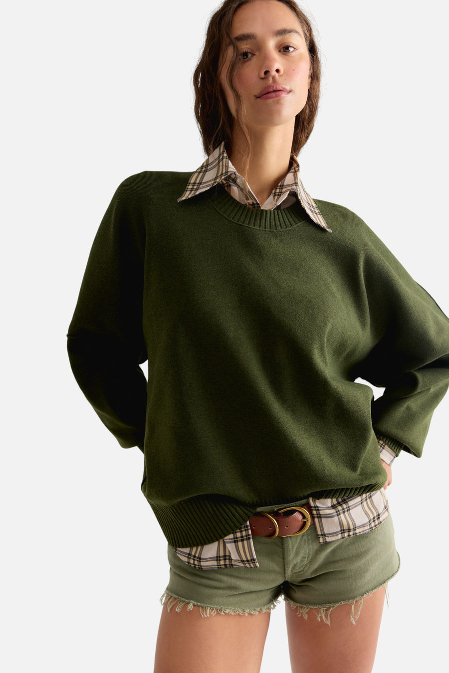 Free People Alma Pullover in Olive Tapenade – alternate