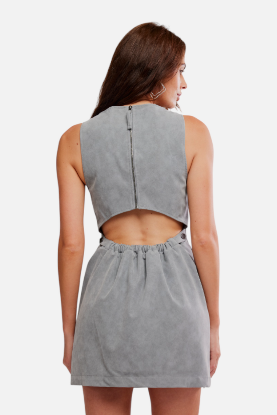 Free People Atlas Suede Mini Dress in Wild Dove – side view
