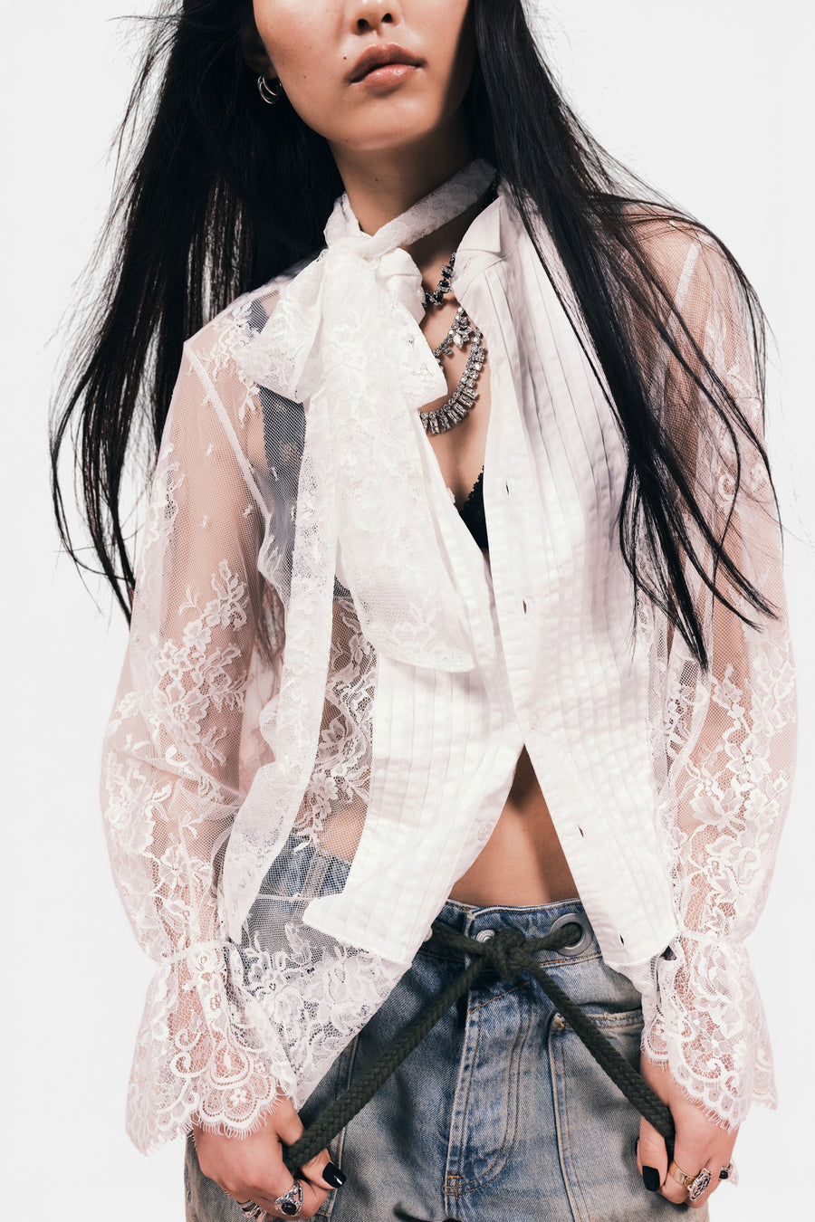 Free People Bali Ophelia Tuxedo Top in Snowbell – on model