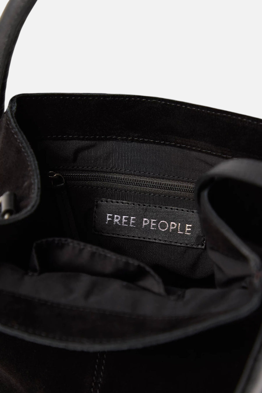 Free People Barlow Bucket Bag in Black – flat lay